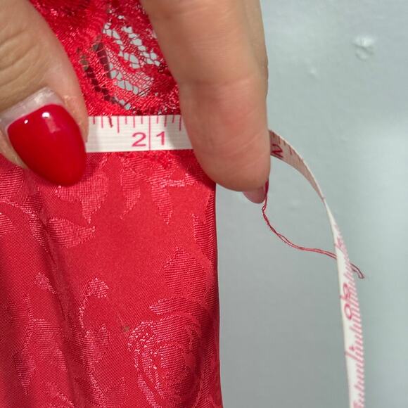 Vtg 90s Victoria’s Secret Gold Tag Romantic Mini Slip Dress Satin Lace L Pink - Picture 7 of 7